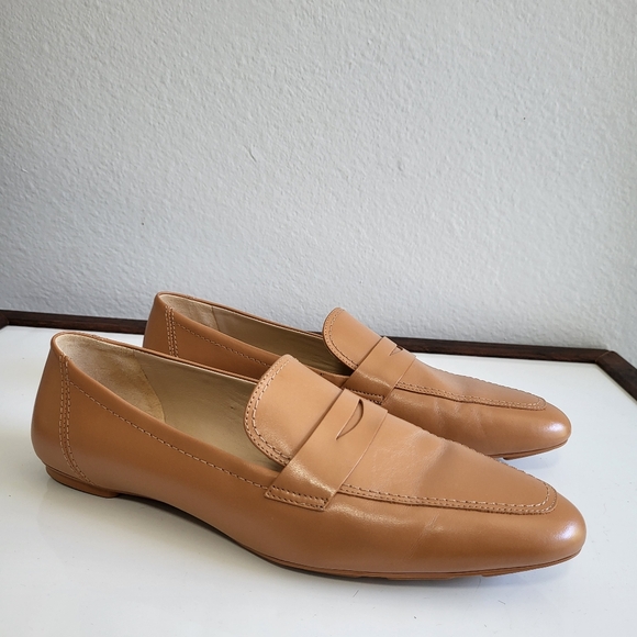 Stuart Weitzman Shoes - Stuart Weitzman Tan Flats Sleek Penny Loafers